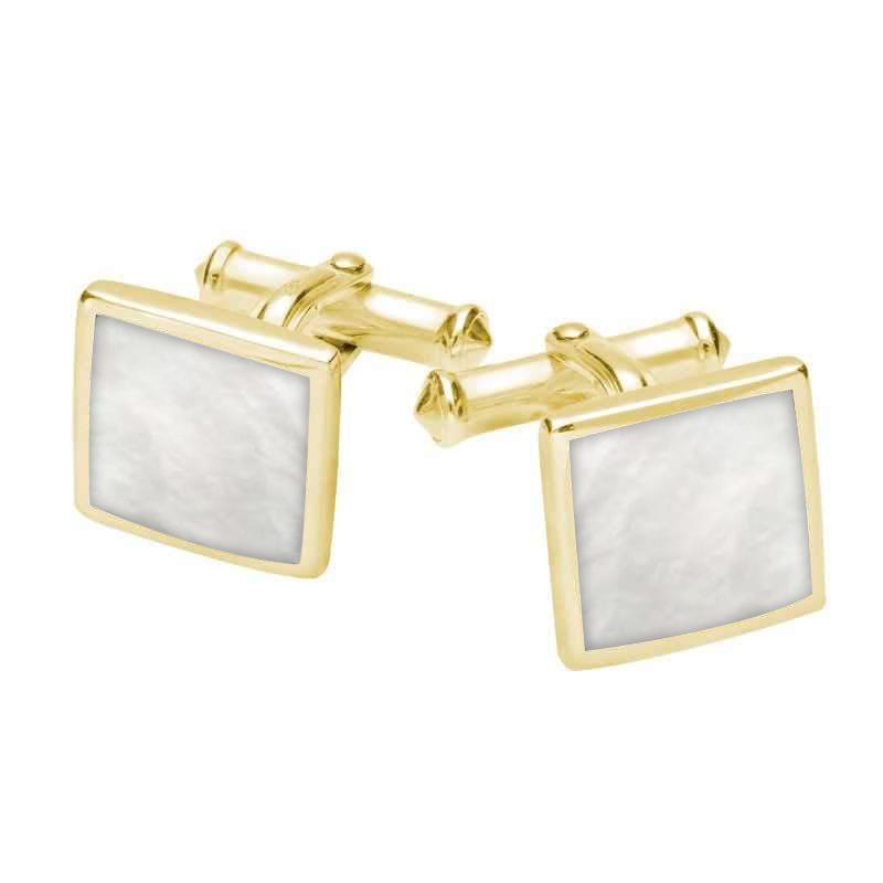 9ct Yellow Gold Mother Of Pearl Square Flat Cufflinks - Option1 Value