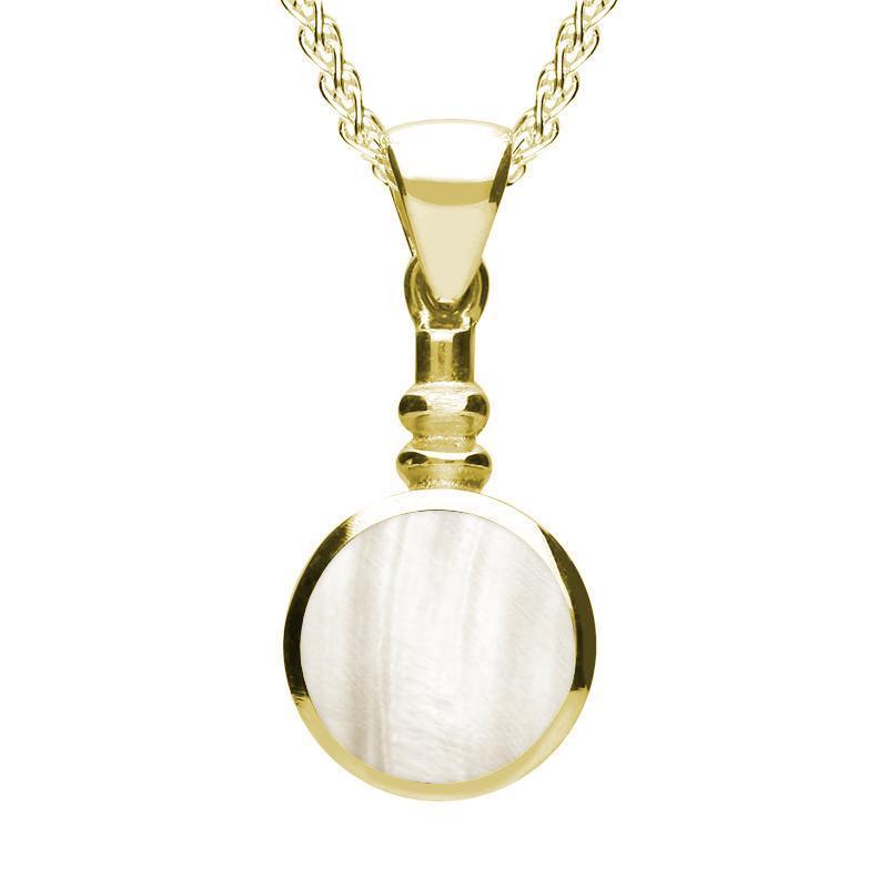9ct Yellow Gold Mother of Pearl Bottle Top Necklace - Yellow Gold