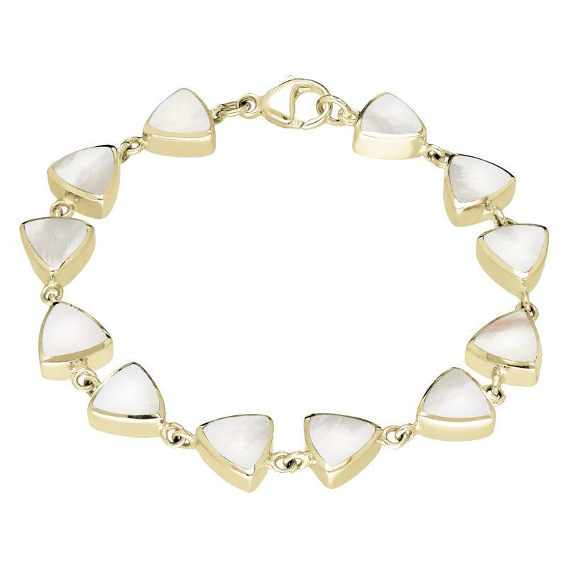 9ct Yellow Gold Mother of Pearl Curved Triangle Bracelet - Yellow Gold