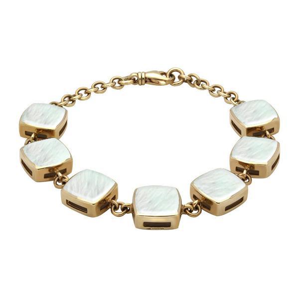 9ct Yellow Gold Mother of Pearl Cushion Bracelet - Yellow Gold