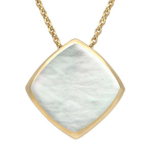 9ct Yellow Gold Mother of Pearl Cushion Necklace - Yellow Gold