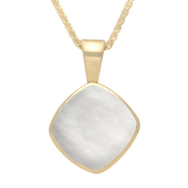 9ct Yellow Gold Mother of Pearl Cushion Shaped Necklace - Yellow Gold