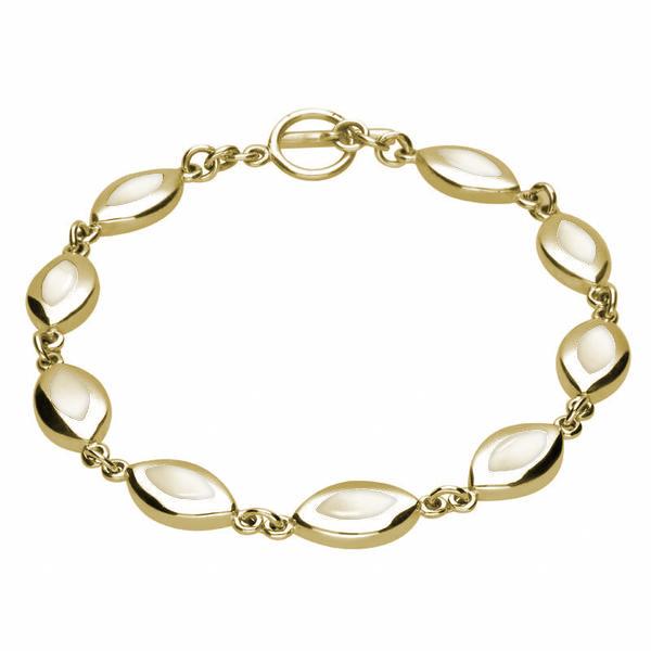 9ct Yellow Gold Mother of Pearl Framed Marquise Bracelet - Yellow Gold