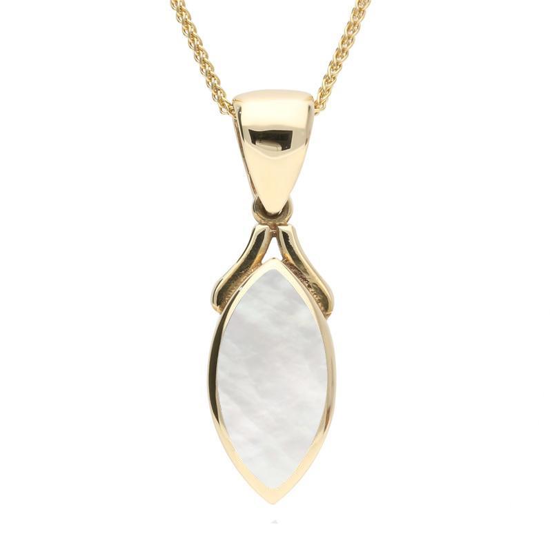 9ct Yellow Gold Mother of Pearl Marquise Necklace - Yellow Gold