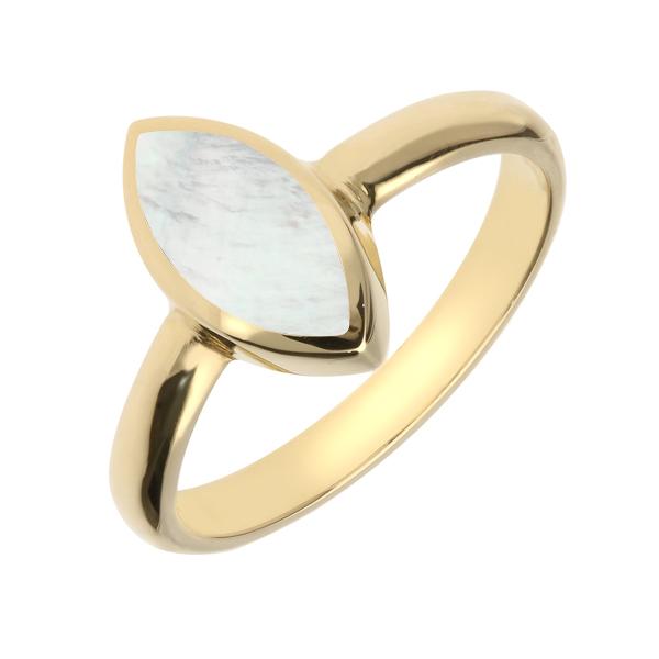 9ct Yellow Gold Mother of Pearl Marquise Ring - Yellow Gold
