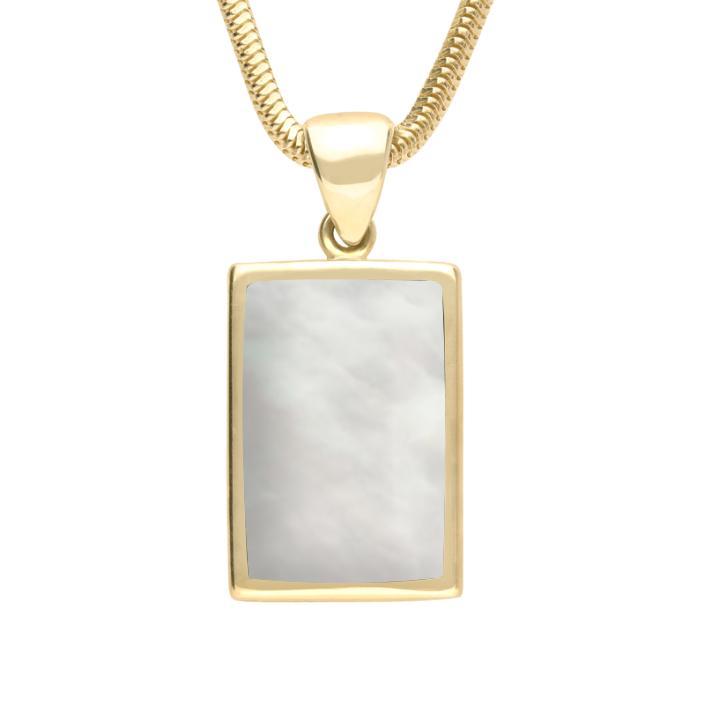 9ct Yellow Gold Mother of Pearl Oblong Necklace - Yellow Gold