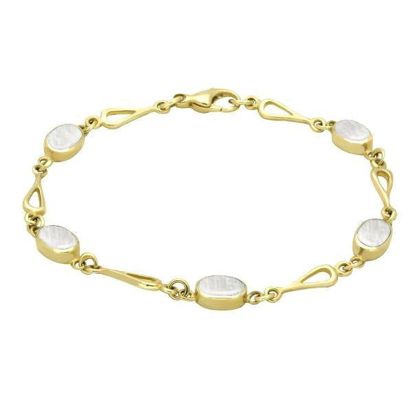9ct Yellow Gold Mother of Pearl Oval Spoon Link Bracelet