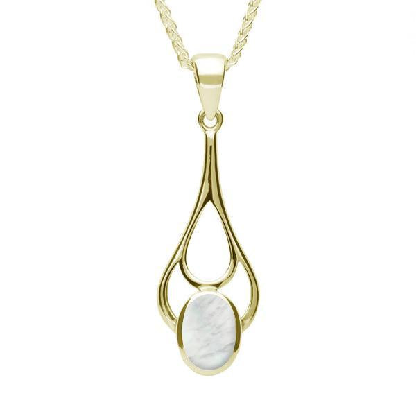 9ct Yellow Gold Mother of Pearl Oval Spoon Necklace - Yellow Gold