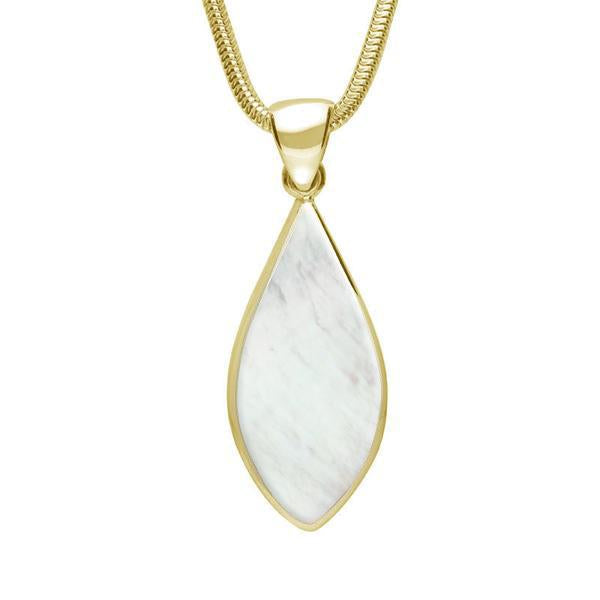 9ct Yellow Gold Mother of Pearl Pointed Pear Necklace - Yellow Gold