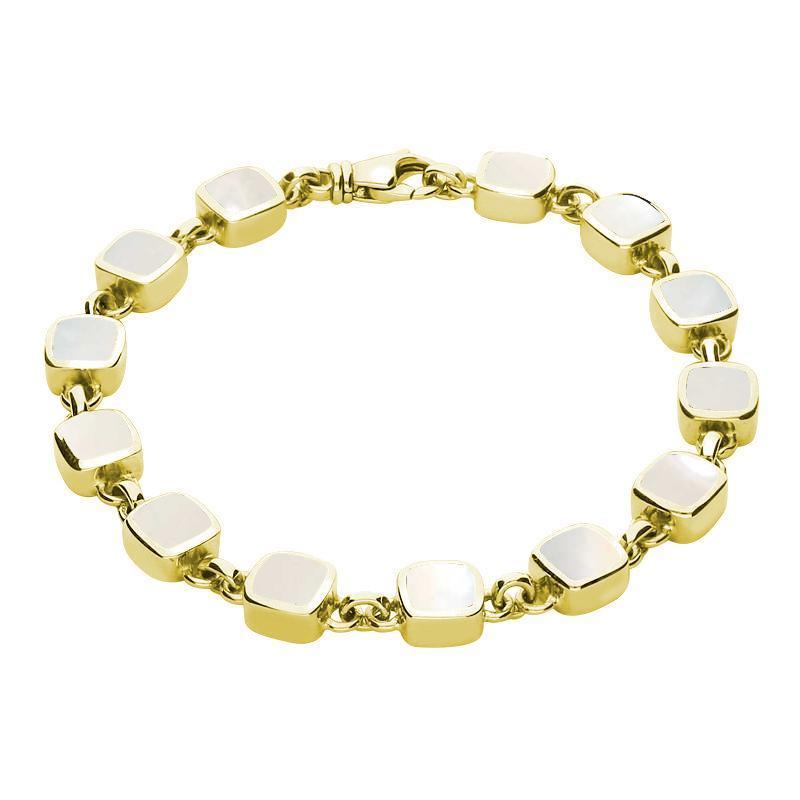 9ct Yellow Gold Mother of Pearl Square Cushion Bracelet - Yellow Gold