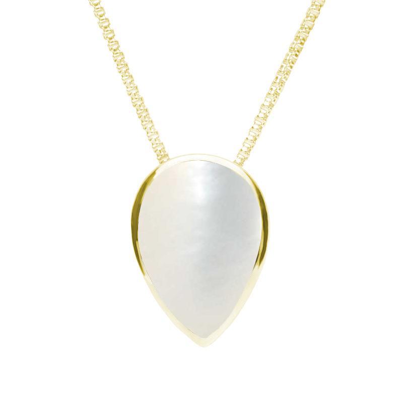 9ct Yellow Gold Mother of Pearl Upside Down Pear Necklace - Yellow Gold