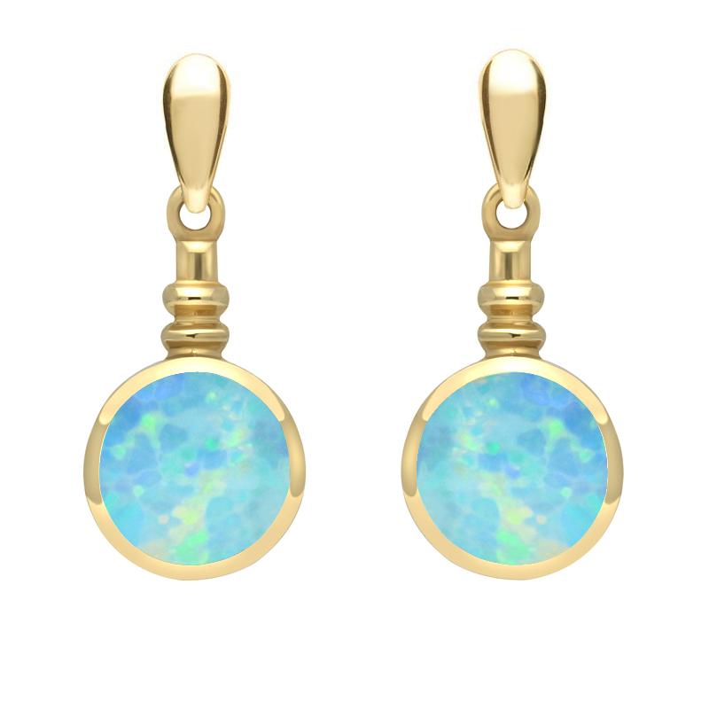 9ct Yellow Gold Opal Bottle Top Drop Earrings - Option1 Value Yellow Gold