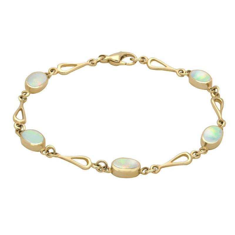 9ct Yellow Gold Opal Oval Spoon Link Bracelet