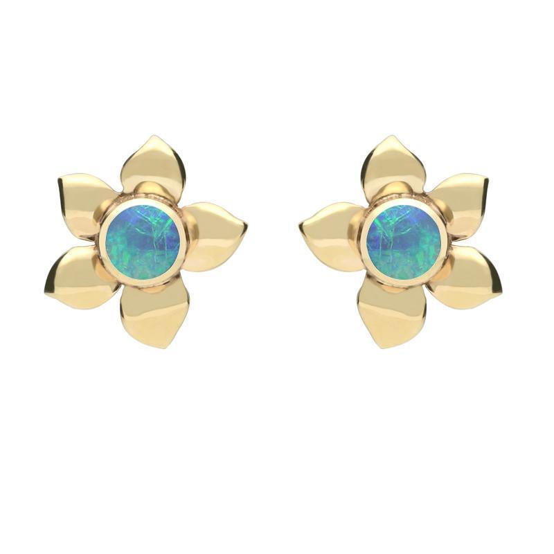9ct Yellow Gold Opal Petal Stud Earrings - Option1 Value Yellow Gold