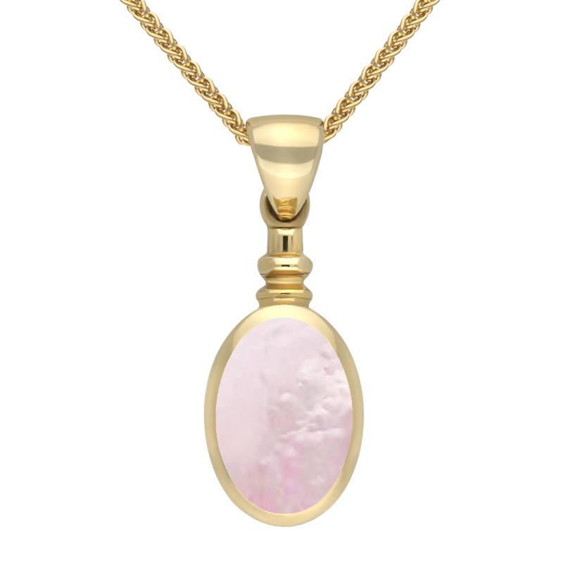 9ct Yellow Gold Pink Mother Of Pearl Bottletop Necklace - Yellow Gold