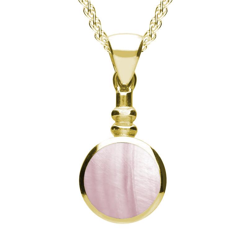 9ct Yellow Gold Pink Mother of Pearl Bottle Top Necklace - Yellow Gold