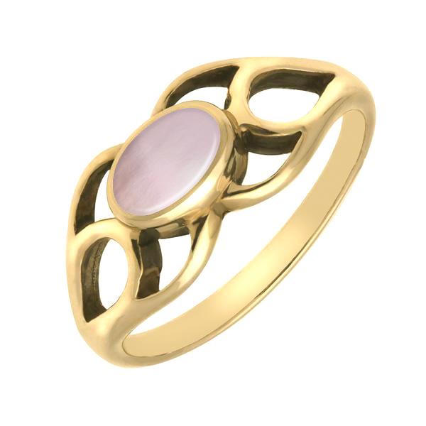 9ct Yellow Gold Pink Mother of Pearl Lattice Ring - Yellow Gold