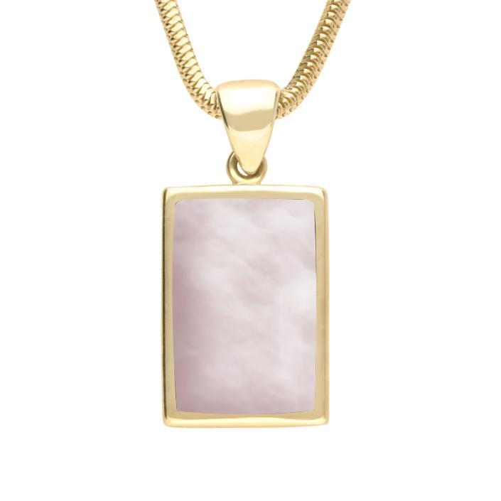 9ct Yellow Gold Pink Mother of Pearl Oblong Necklace - Yellow Gold