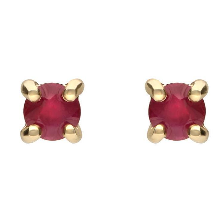 18ct Yellow Gold 0.78ct Ruby Claw Stud Earrings