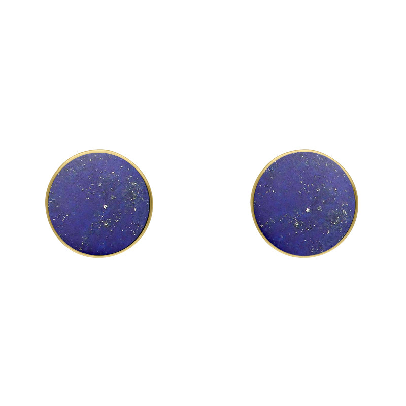 9ct Yellow Gold Sterling Silver Lapis Lazuli Stepping Stones Bead Cup Stud Earrings