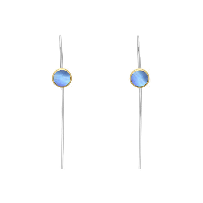 9ct Yellow Gold Sterling Silver Moonstone Stepping Stones 5mm Round Hook Earrings