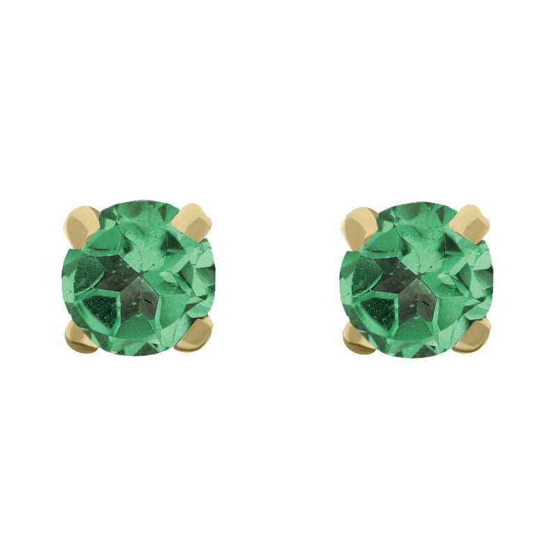 9ct Yellow Gold Sterling Silver Peridot Stepping Stones 5mm Round Claw Set Stud Earrings