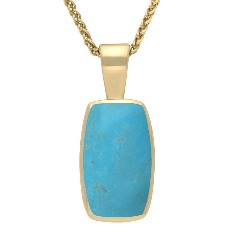 9ct Yellow Gold Turquoise Barrel Shaped Necklace
