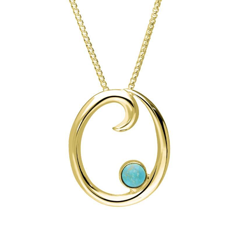 9ct Yellow Gold Turquoise Love Letters Initial O Necklace - Yellow Gold