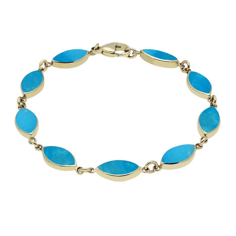 9ct Yellow Gold Turquoise Marquise Bracelet