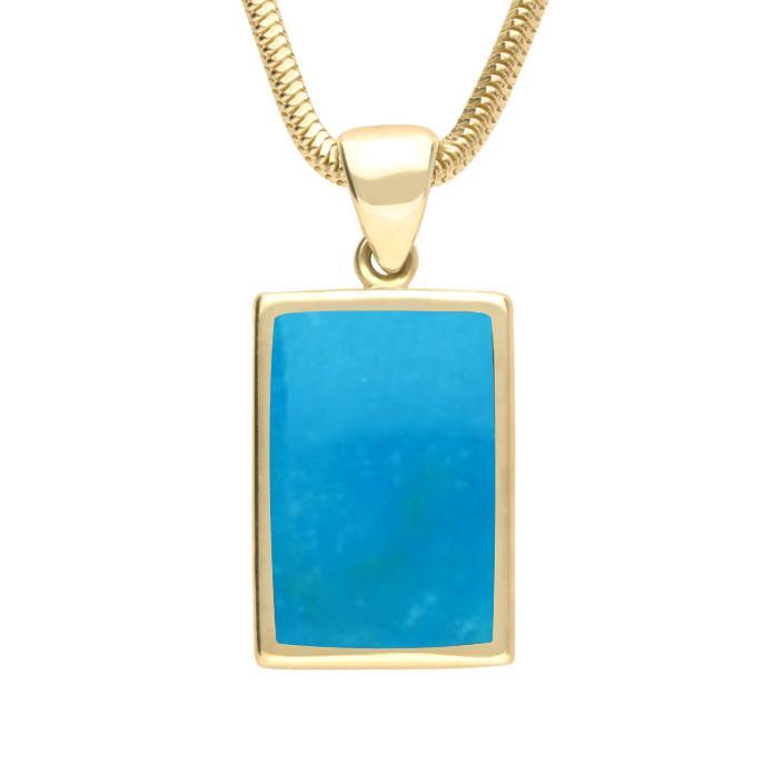 9ct Yellow Gold Turquoise Oblong Necklace