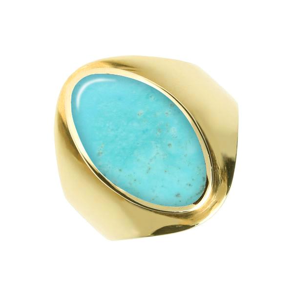 9ct Yellow Gold Turquoise Oval Ring