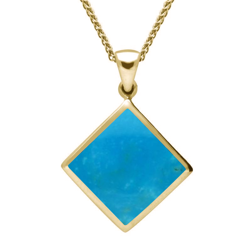 9ct Yellow Gold Turquoise Rhombus Necklace - Yellow Gold