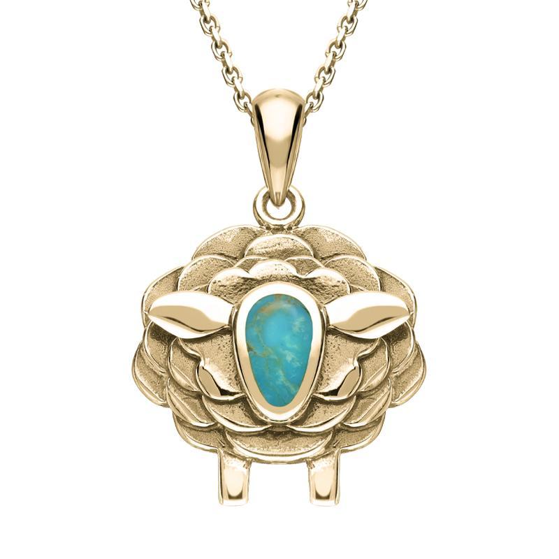 9ct Yellow Gold Turquoise Sheep Necklace