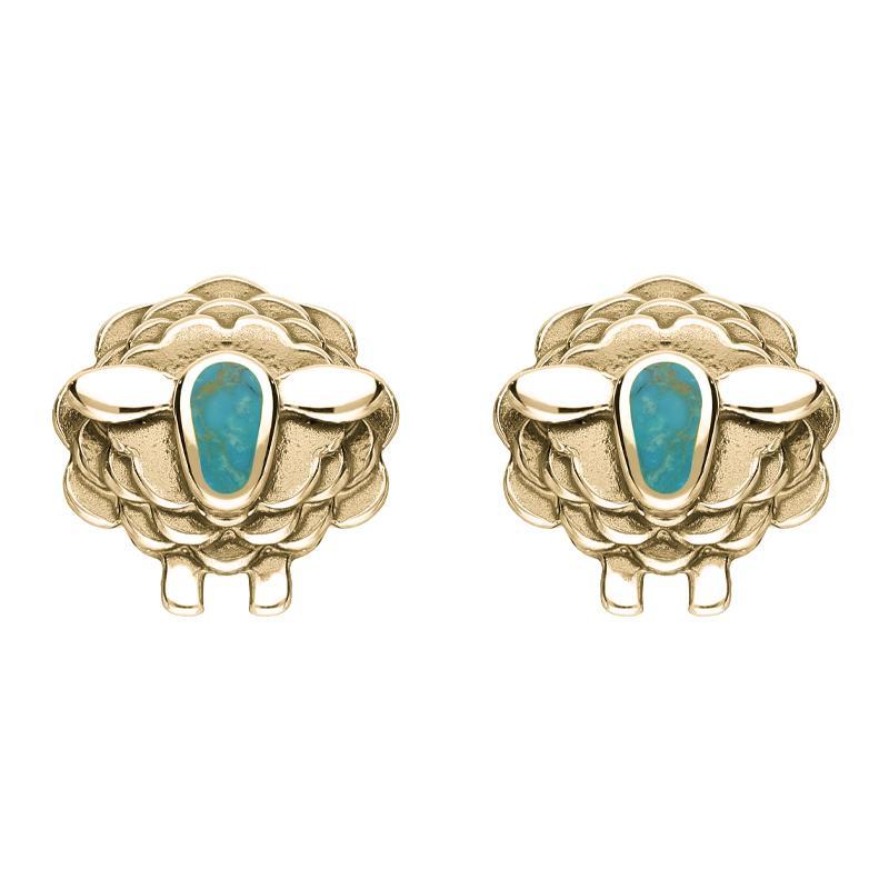 9ct Yellow Gold Turquoise Sheep Stud Earrings