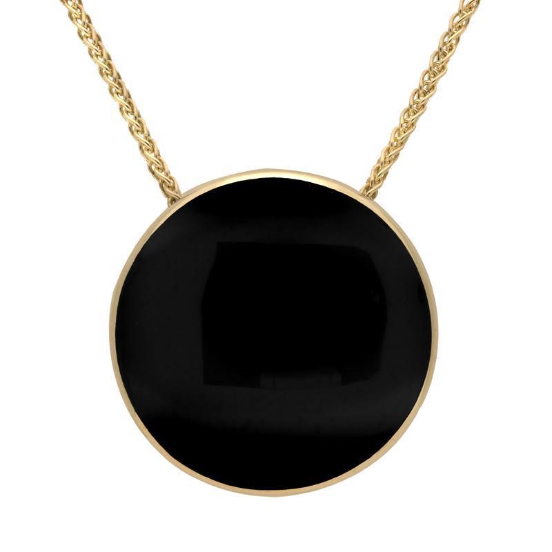 9ct Yellow Gold Whitby Jet 30mm Round Necklace - Option1 Value Yellow Gold