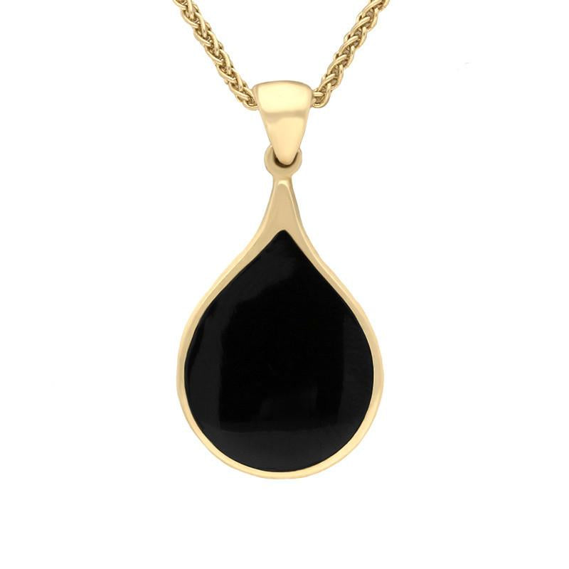 9ct Yellow Gold Whitby Jet Balloon Shaped Necklace - Yellow Gold