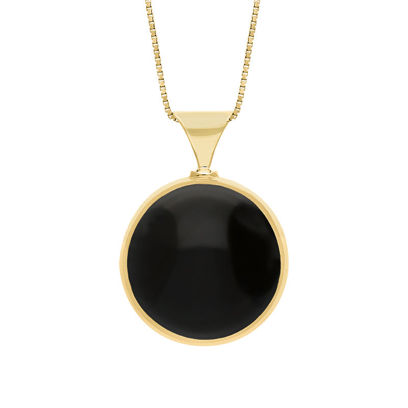 9ct Yellow Gold Whitby Jet Blue John King's Coronation Hallmark Double Sided Round Necklace