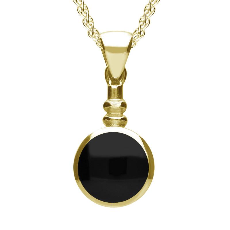 9ct Yellow Gold Whitby Jet Bottle Top Necklace - Yellow Gold