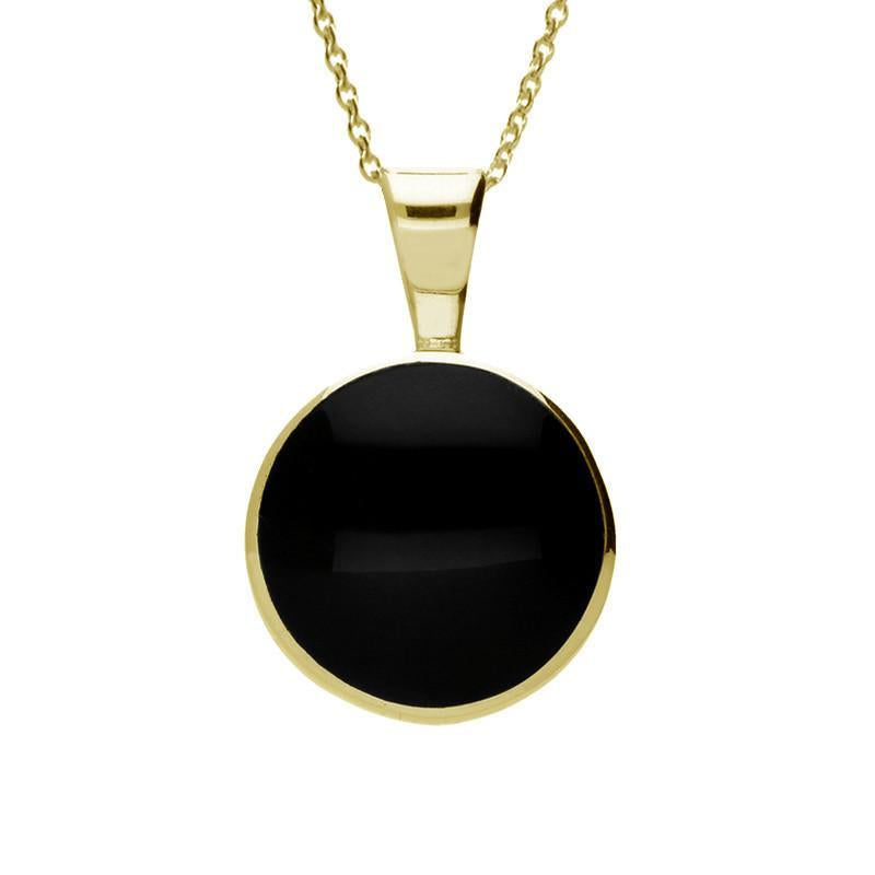 9ct Yellow Gold Whitby Jet Heritage Round Necklace - Yellow Gold
