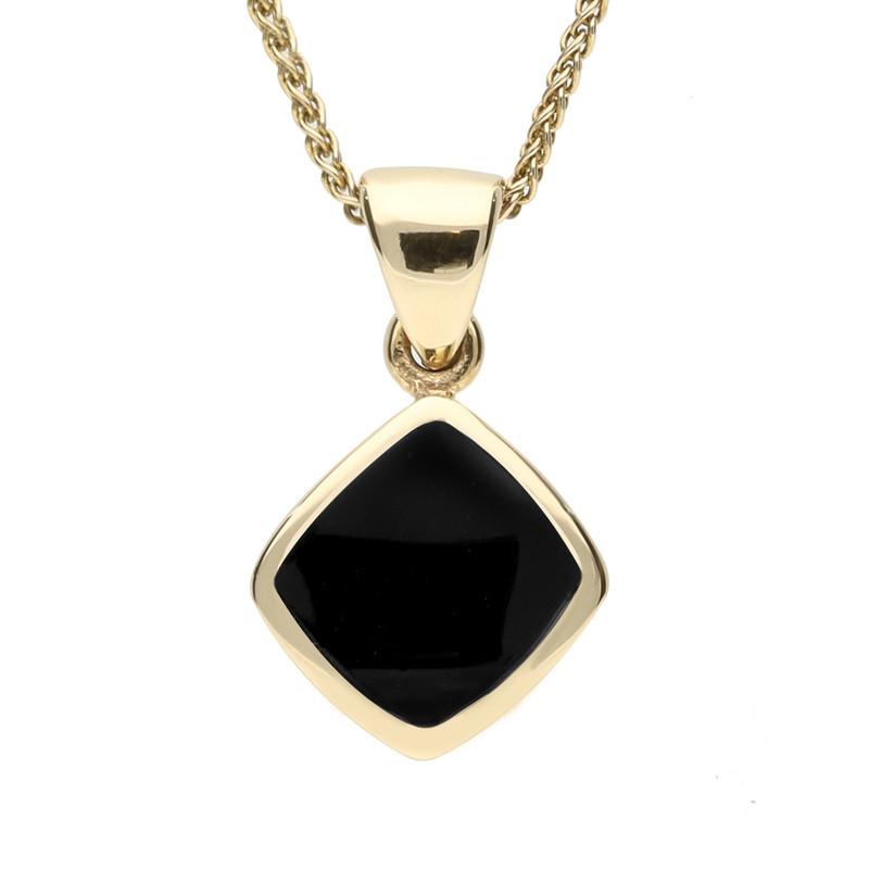 9ct Yellow Gold Whitby Jet Dinky Cushion Necklace - Option1 Value Yellow Gold