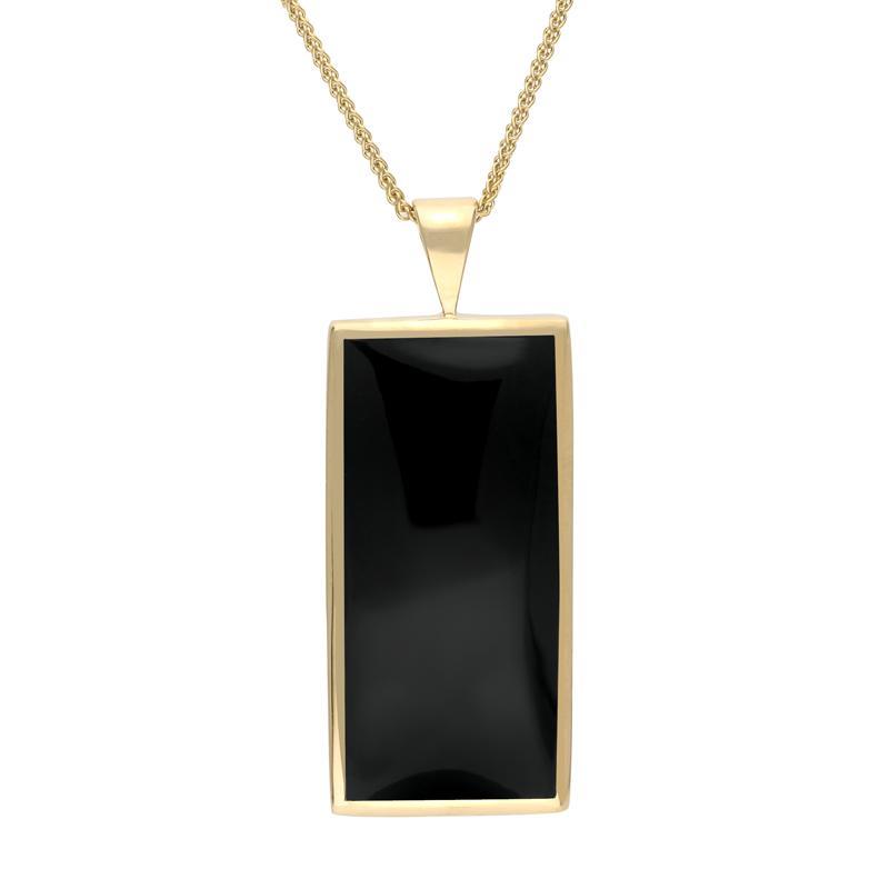 9ct Yellow Gold Whitby Jet Large Oblong Necklace - Yellow Gold