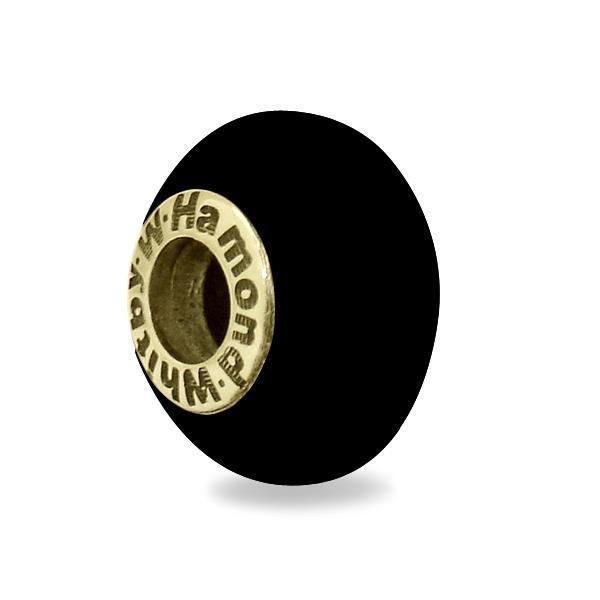 9ct Yellow Gold Whitby Jet Logo Bead Charm - Yellow Gold