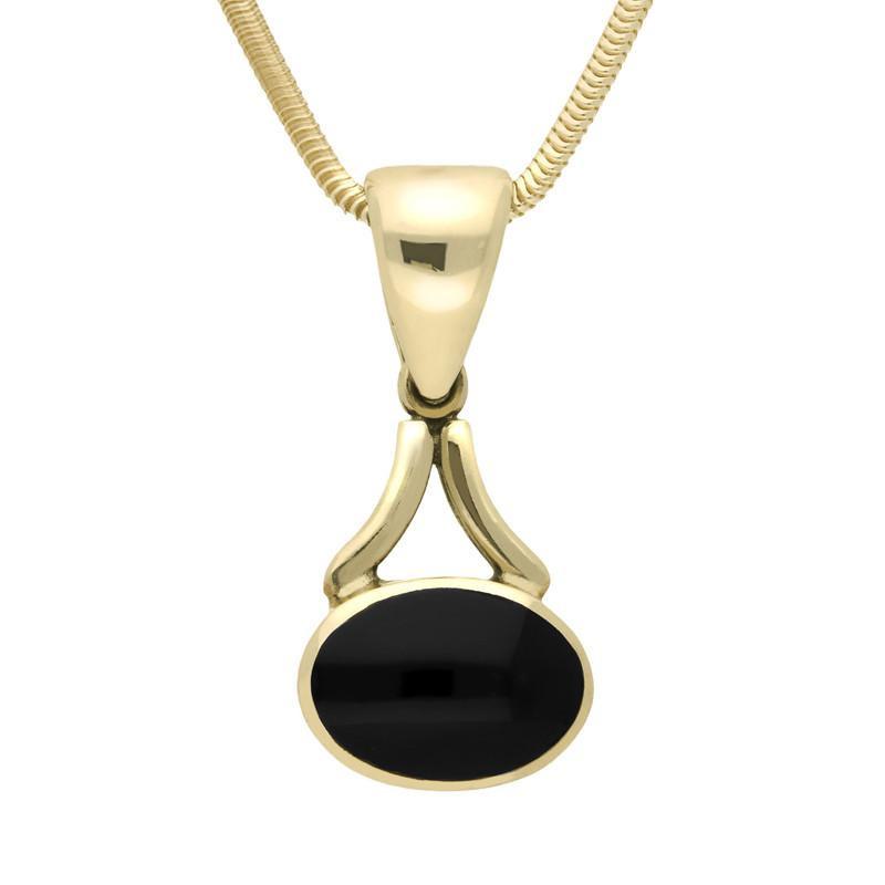 9ct Yellow Gold Whitby Jet Long Drop Necklace - Yellow Gold