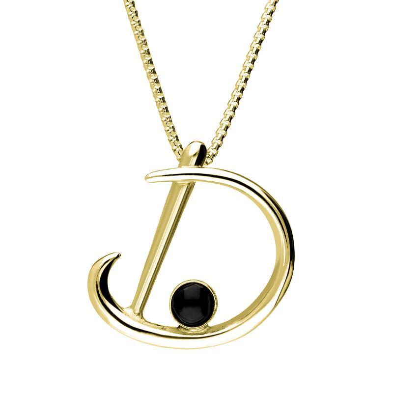 9ct Yellow Gold Whitby Jet Love Letters Initial D Necklace - Yellow Gold