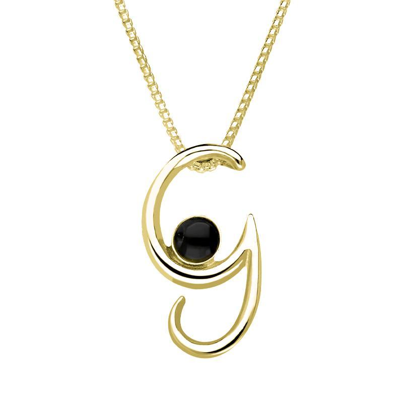 9ct Yellow Gold Whitby Jet Love Letters Initial G Necklace - Yellow Gold