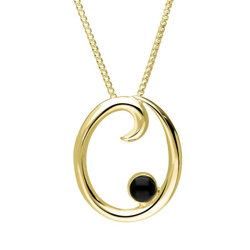 9ct Yellow Gold Whitby Jet Love Letters Initial O Necklace - Yellow Gold