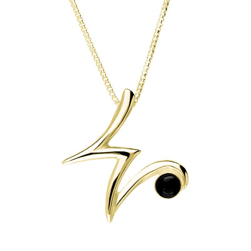 9ct Yellow Gold Whitby Jet Love Letters Initial W Necklace - Yellow Gold