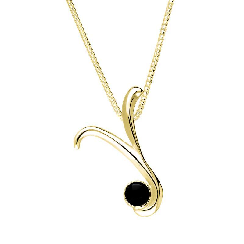 9ct Yellow Gold Whitby Jet Love Letters Initial Y Necklace - Yellow Gold