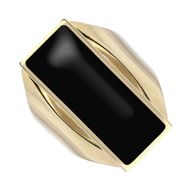 9ct Yellow Gold Whitby Jet Medium Oblong Ring - Yellow Gold