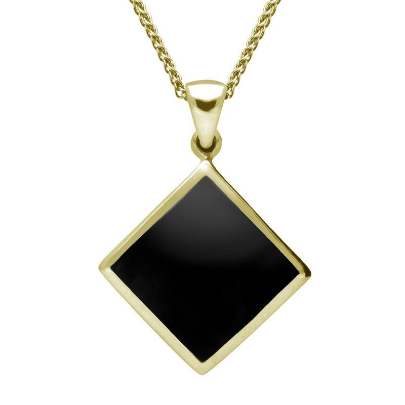 9ct Yellow Gold Whitby Jet Rhombus Necklace - Yellow Gold